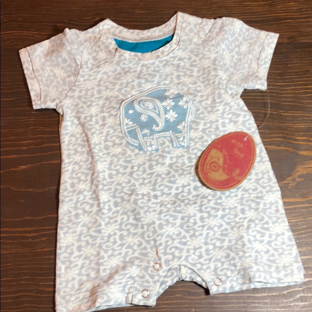 Red egg and ginger embroider elephant romper
